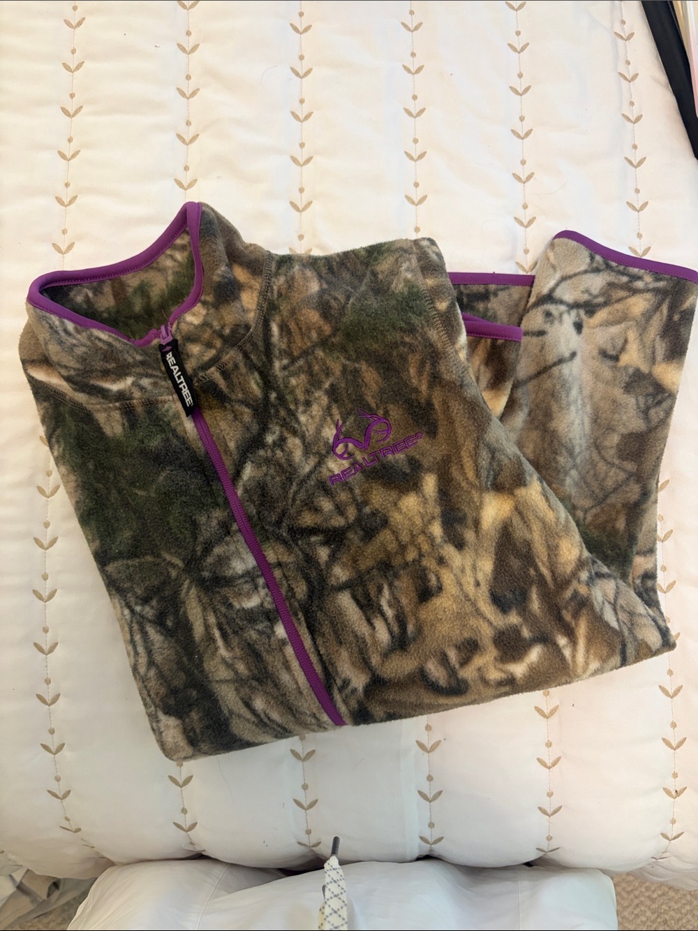Realtree Women's Purple-Trim Camo Fleece Jacket